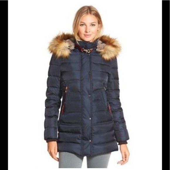 Vince Camuto Jackets & Blazers - NWT,Vince Camuto Fur-Trim Hooded Puffer Coat Navy